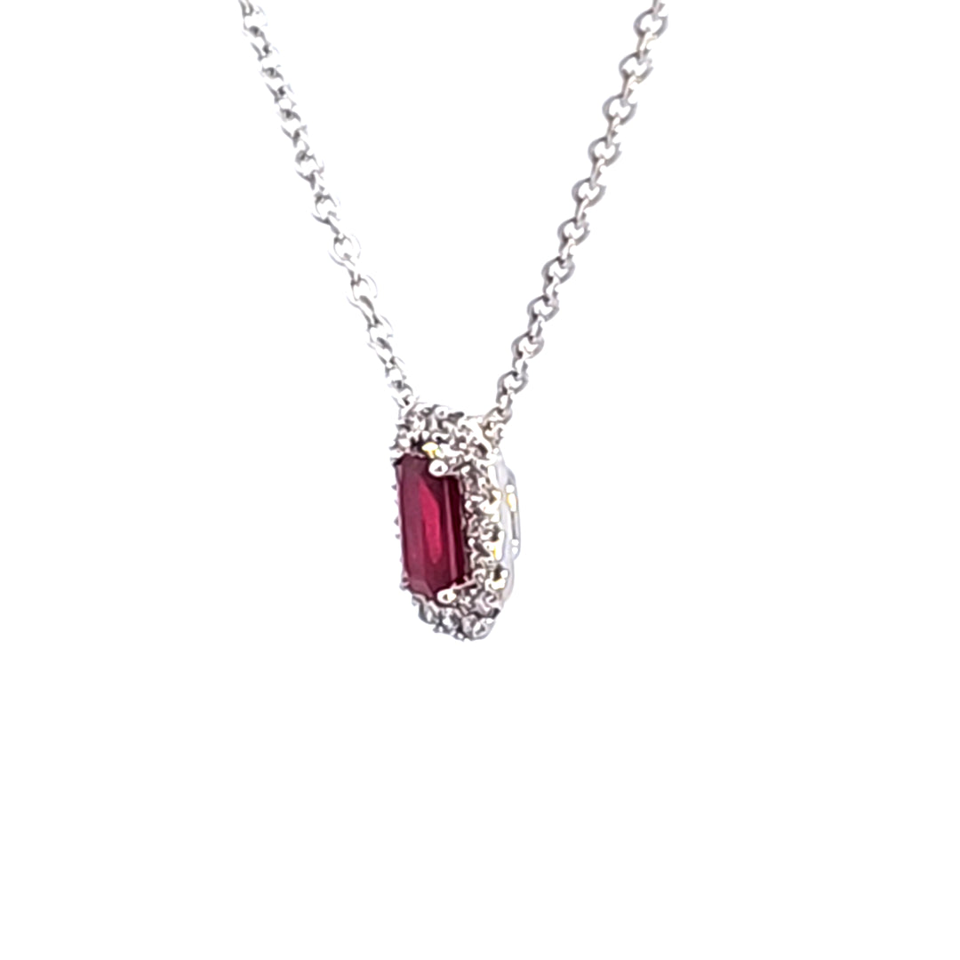 14KY Ruby and Diamond Pendant Necklace