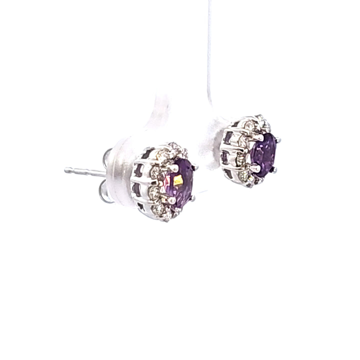 14KW Amethyst and Diamond Earrings