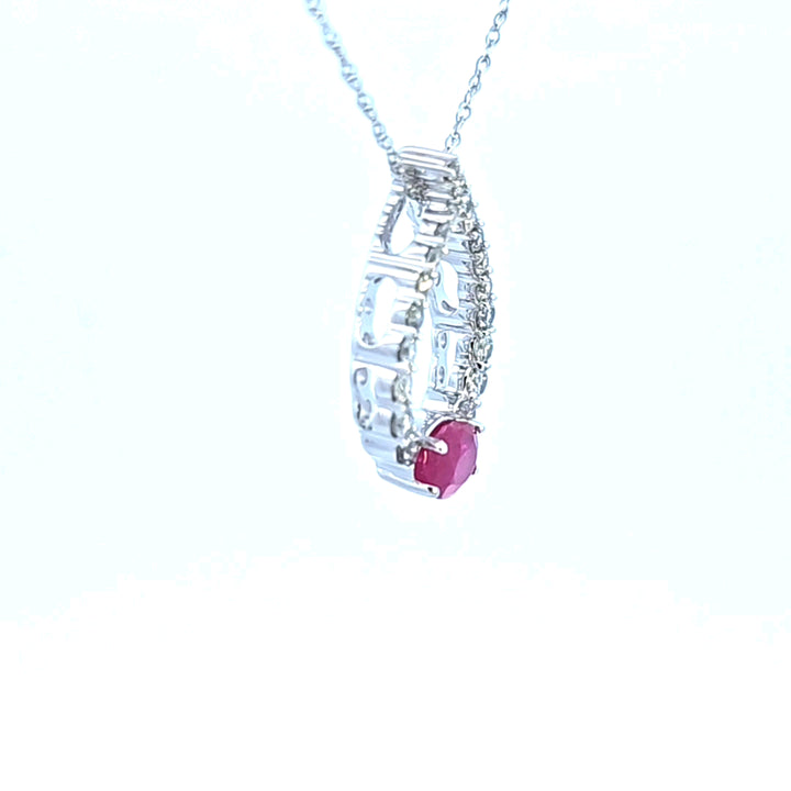 14KW Ruby and Diamond Pendant