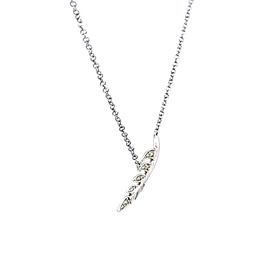 14KW Diamond Leaf Pendant Necklace