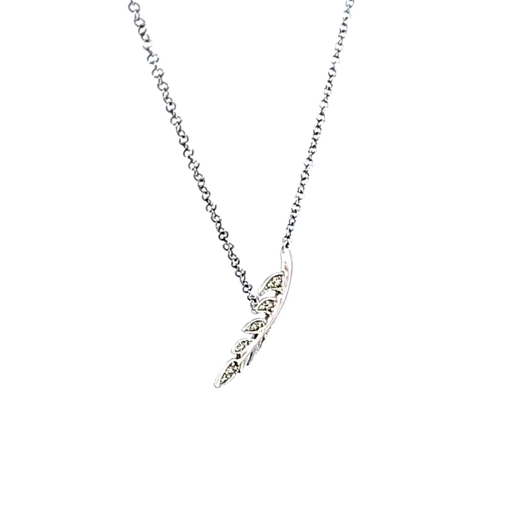 14KW Diamond Leaf Pendant Necklace