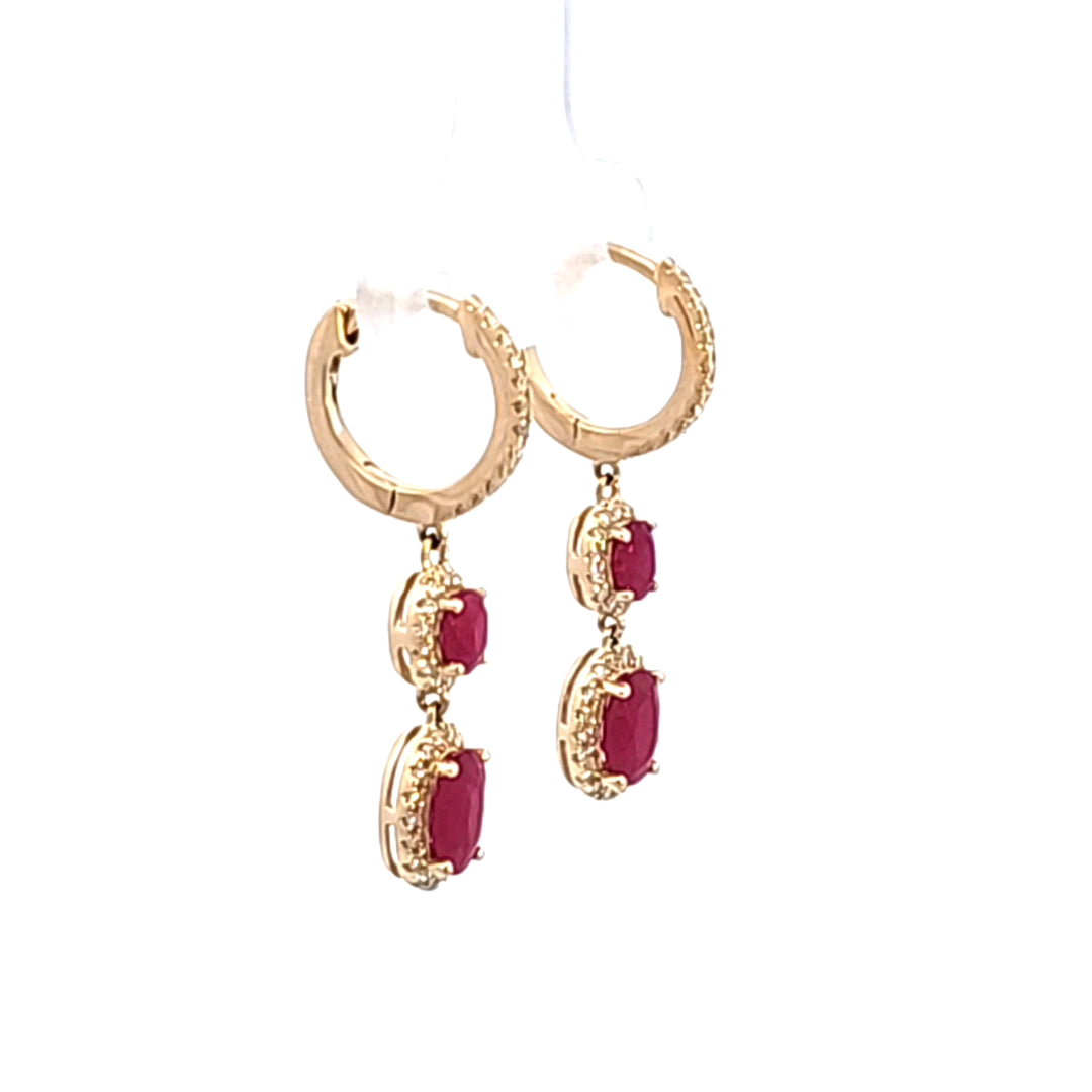 14KY Ruby and Diamond Drop Earrings