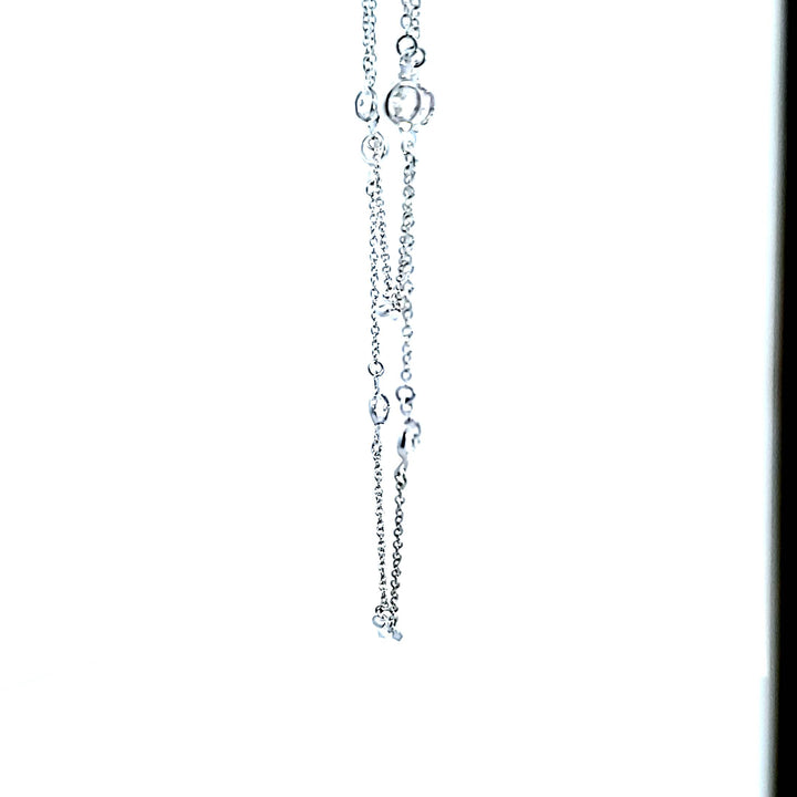 Sterling Silver and Platinum CZ Bezel Station Necklace