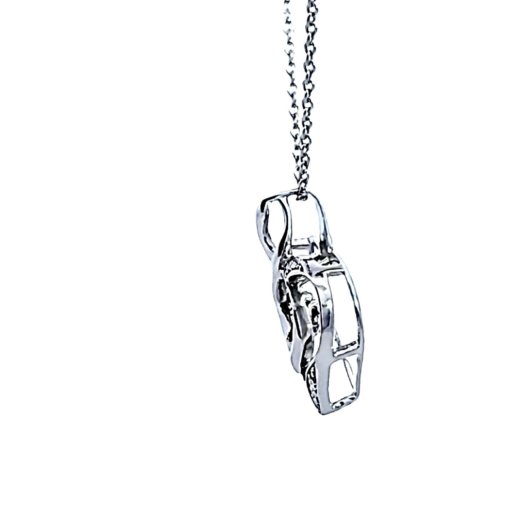 Sterling Silver Garnet and Diamond Heart Pendant
