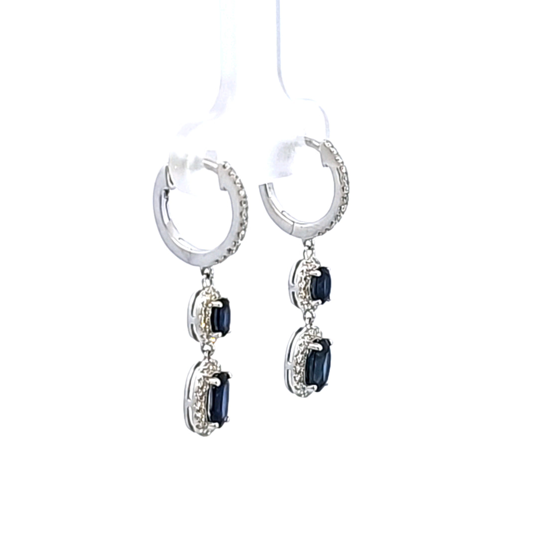 14KW Sapphire and Diamond Drop Earrings