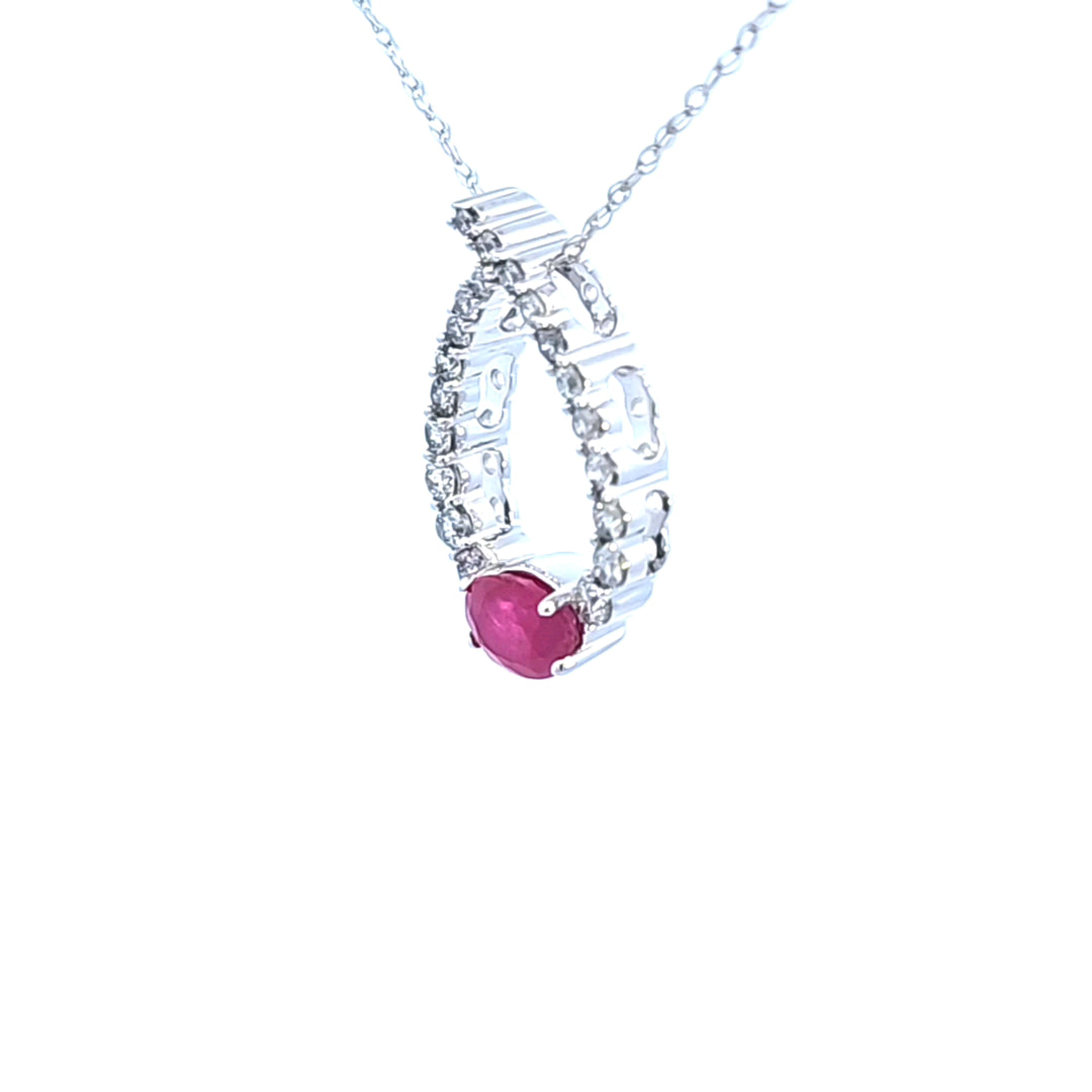 14KW Ruby and Diamond Pendant