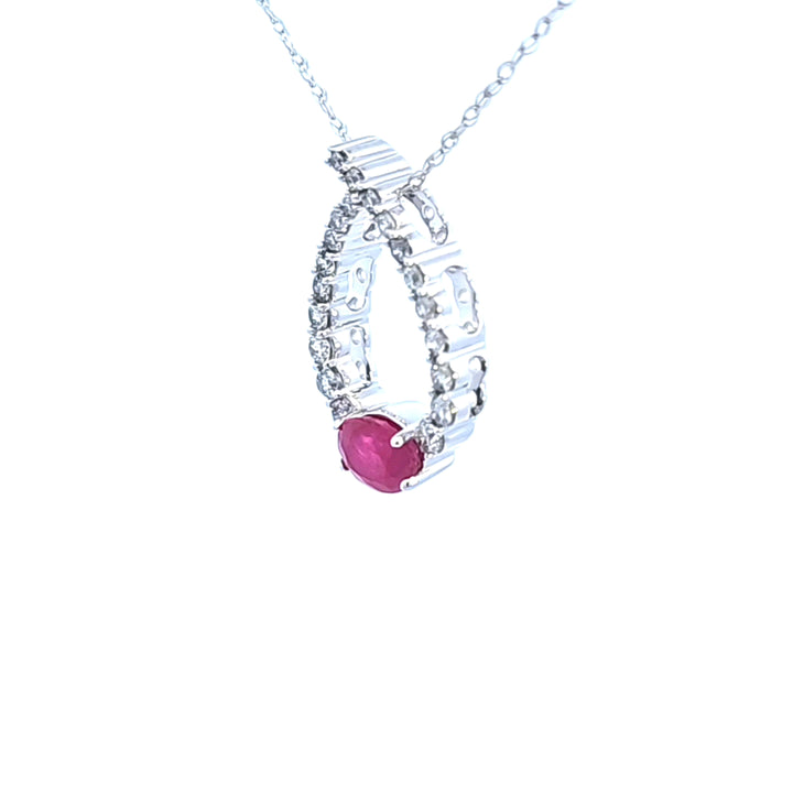14KW Ruby and Diamond Pendant