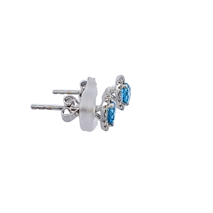 14KW Blue Topaz and Diamond Earrings