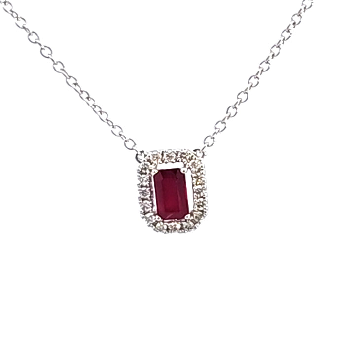 14KY Ruby and Diamond Pendant Necklace