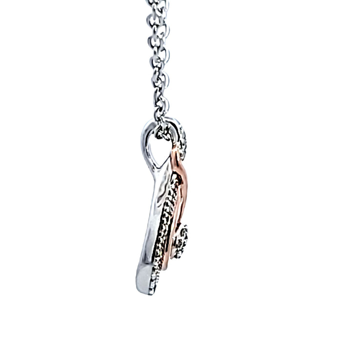 Sterling Silver and Rose Gold Plated Diamond Pendant