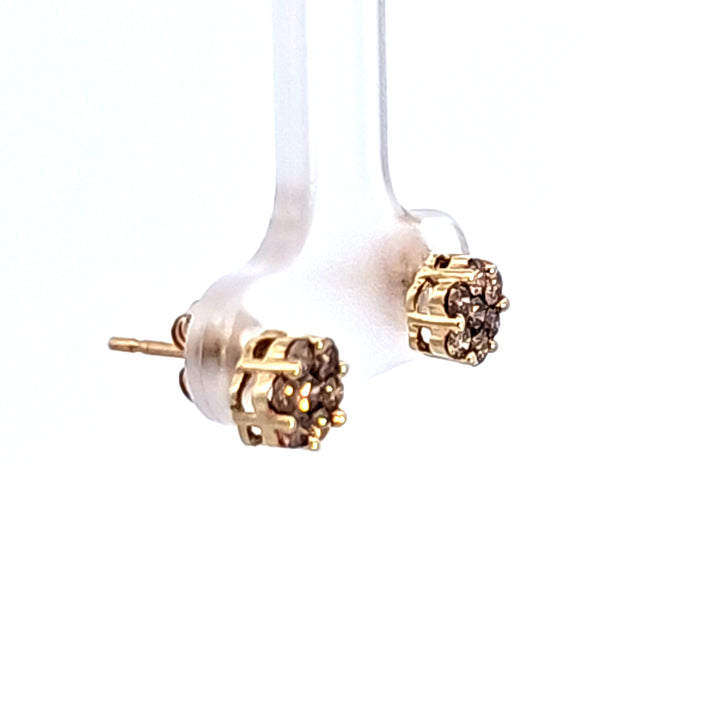 10KY Fancy Brown Diamond Cluster Earrings