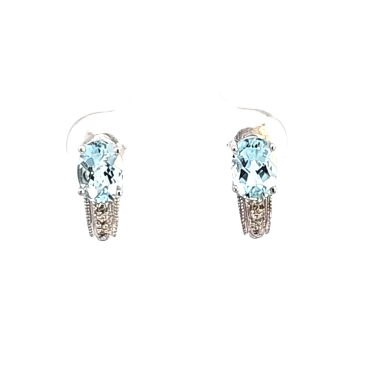 10KW Aquamarine and Diamond Earrings
