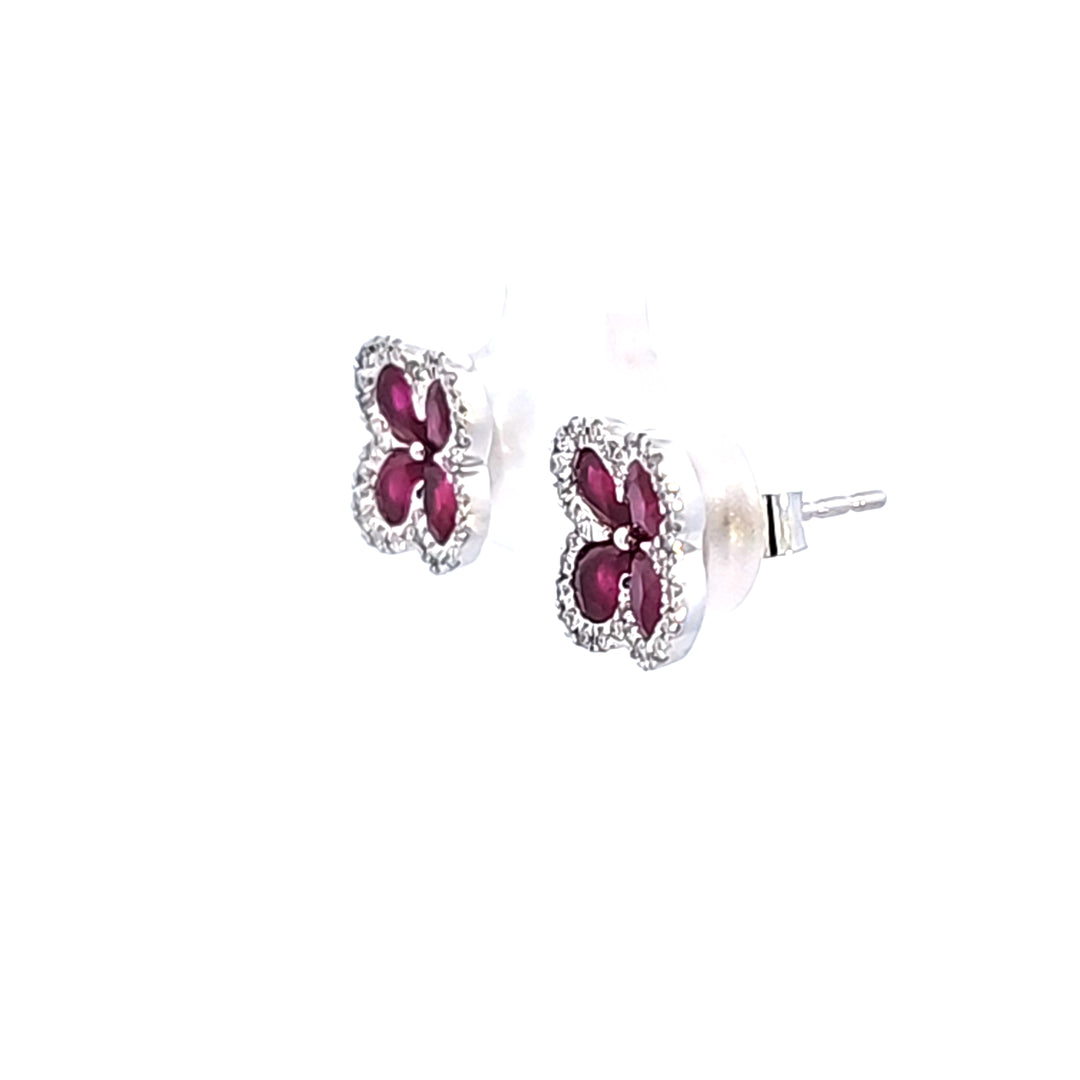 14KW Pear Ruby and Diamond Earrings