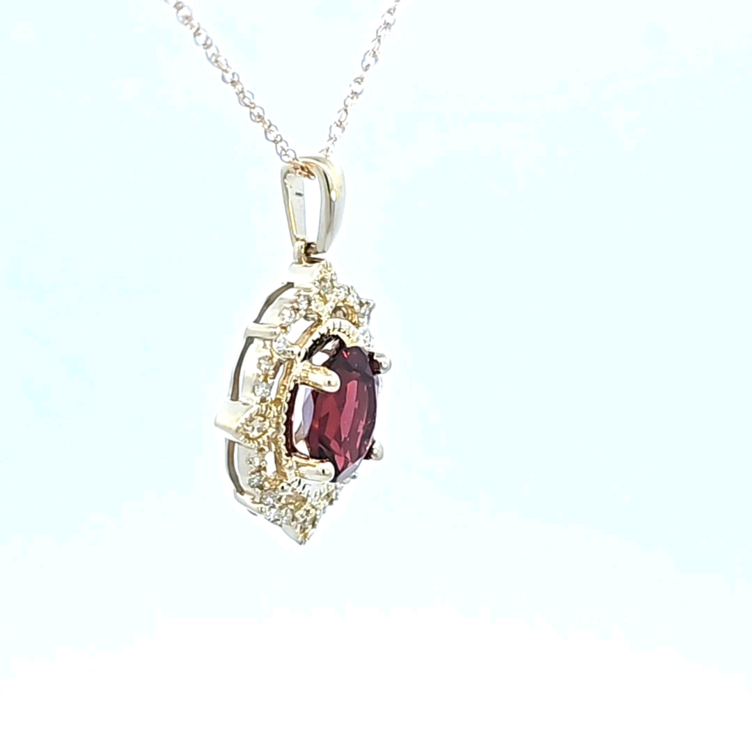 14KY Garnet and Diamond Pendant