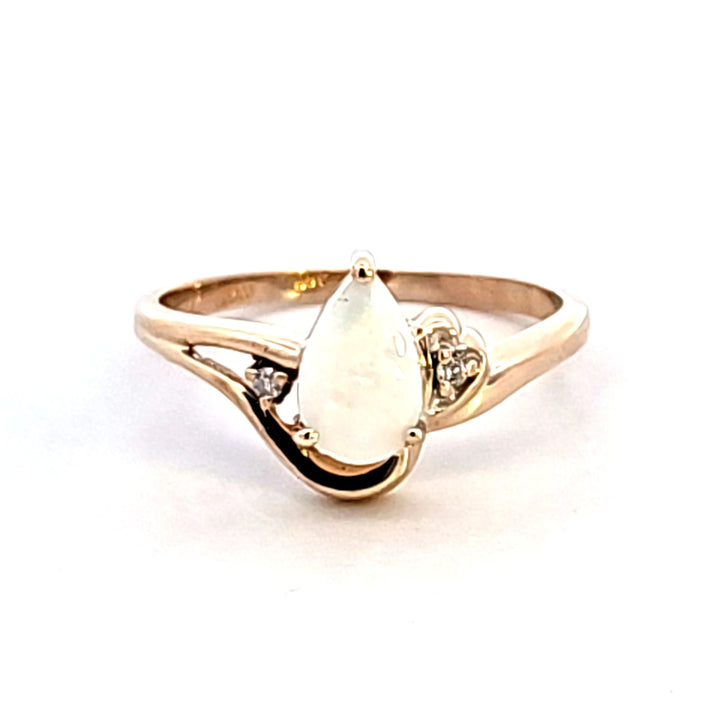 10KY Pear Opal and Diamond Estate Ring