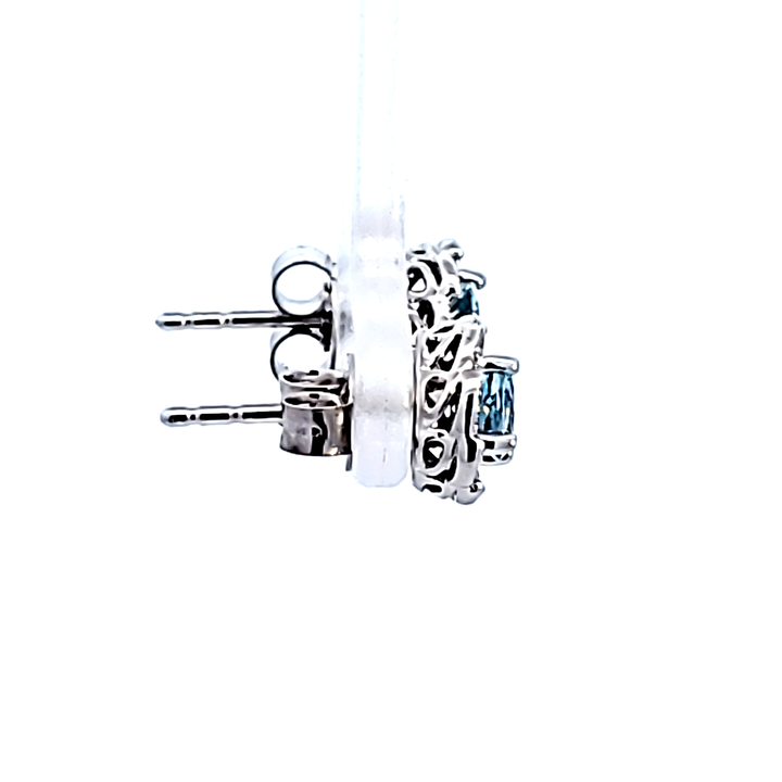 14KW Aquamarine and Diamond Earrings