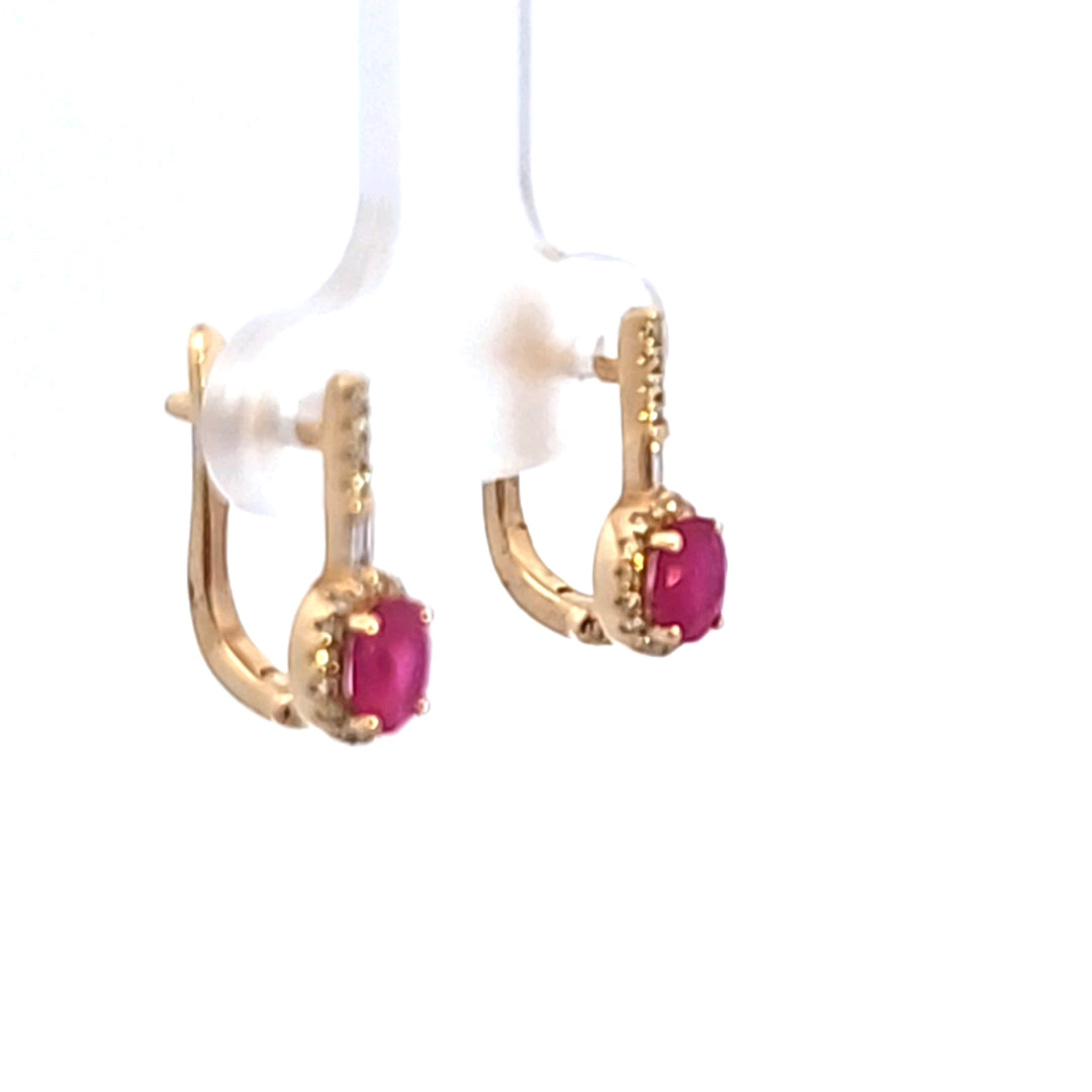 14KY Ruby and Diamond Earrings