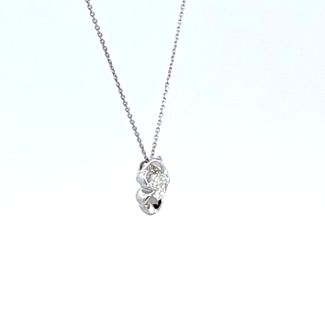 18KW Hearts On Fire Whimsical Clover Single Diamond Necklace
