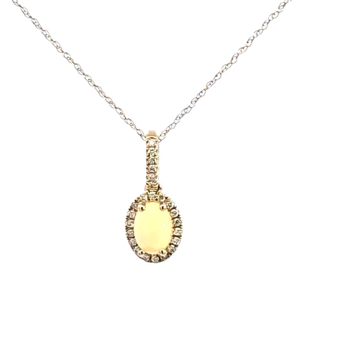 14KY Opal and Diamond Pendant