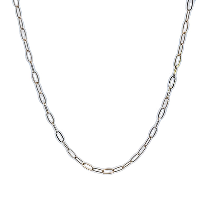 Sterling Silver and 18KY Gold Plated Paper Clip Chain