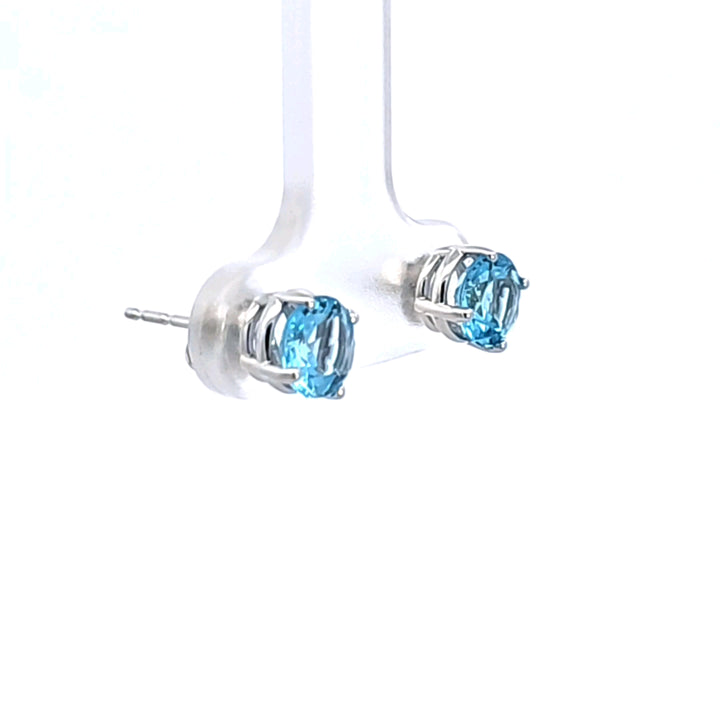 14KW Blue Topaz Stud Earrings