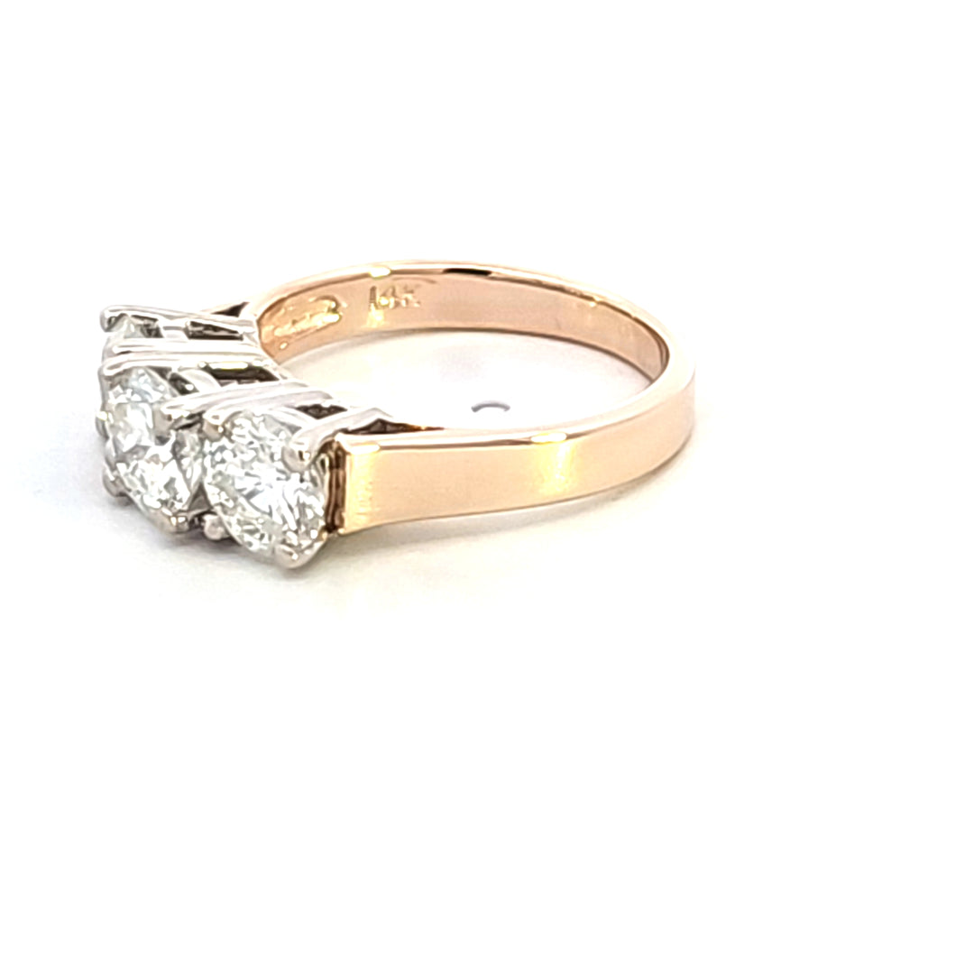 14KTT Three-Stone Diamond Estate Ring