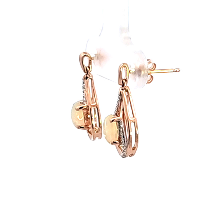 14KR Opal and Diamond Earrings