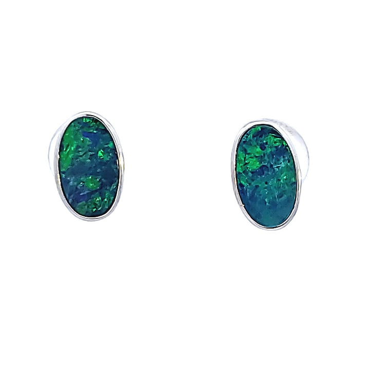 14KW Oval Opal Earrings