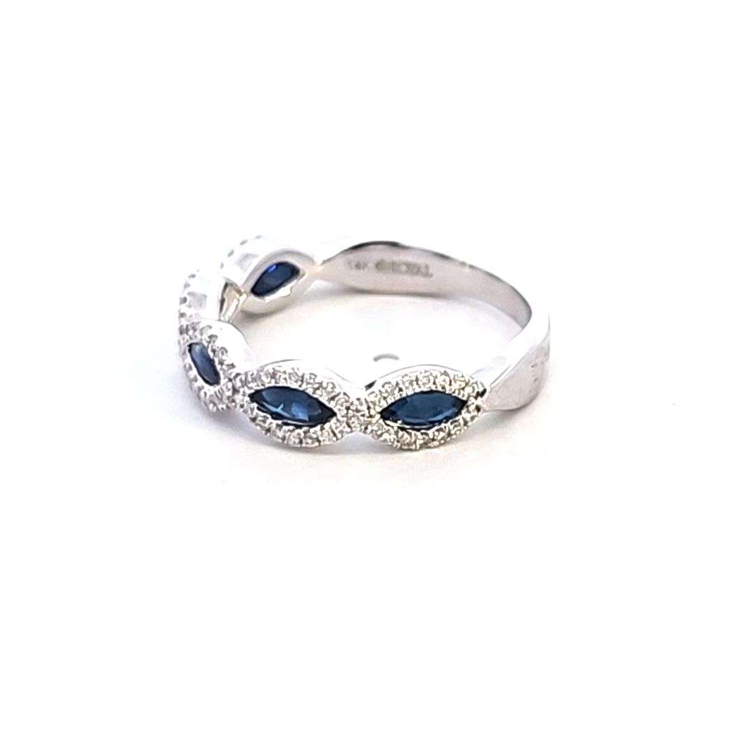 14KW Marquise Sapphire and Diamond Fashion Ring