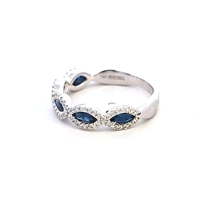 14KW Marquise Sapphire and Diamond Fashion Ring