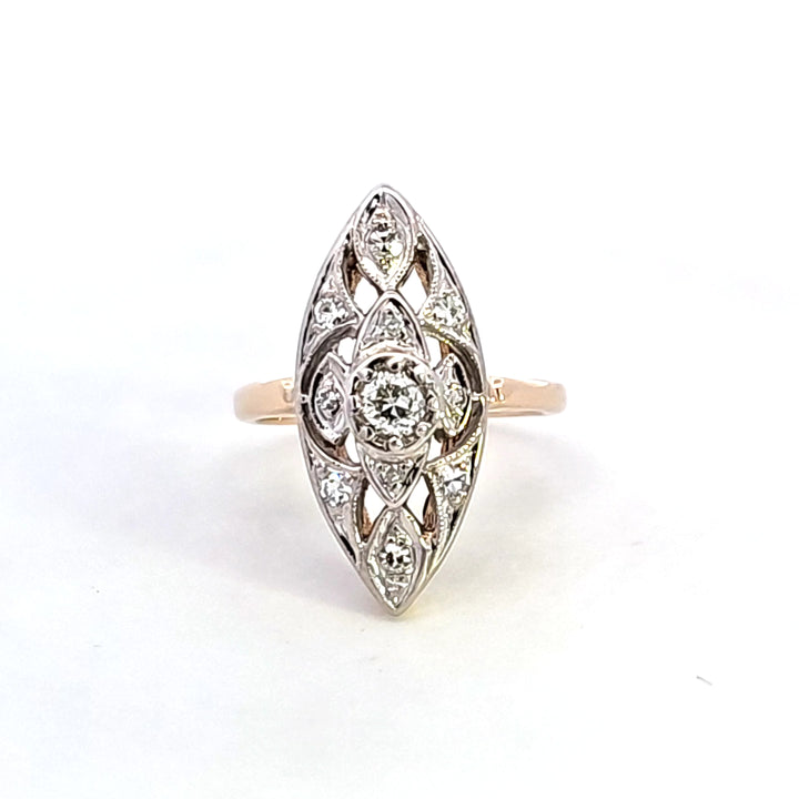 14KTT Diamond Openwork Estate Ring