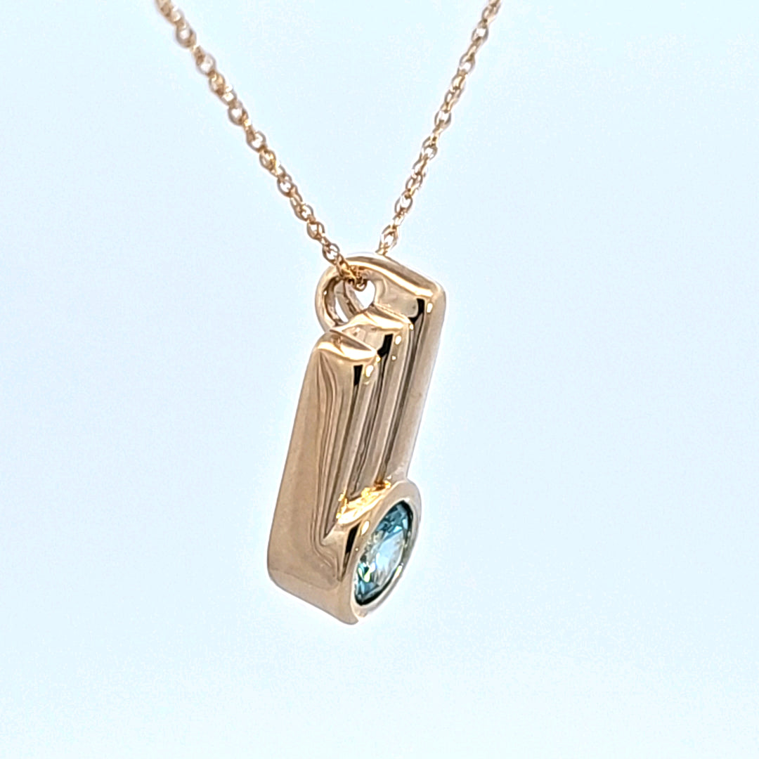 14KY Blue Zircon Estate Pendant