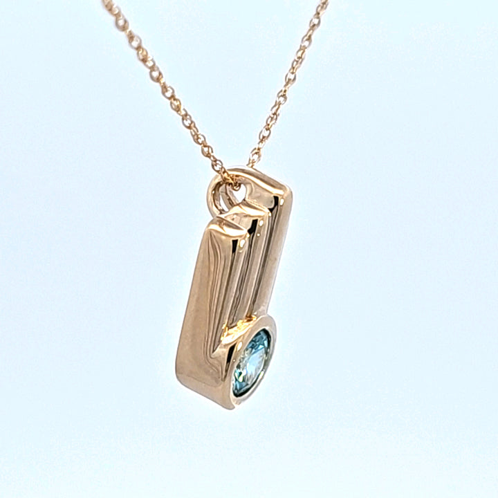 14KY Blue Zircon Estate Pendant