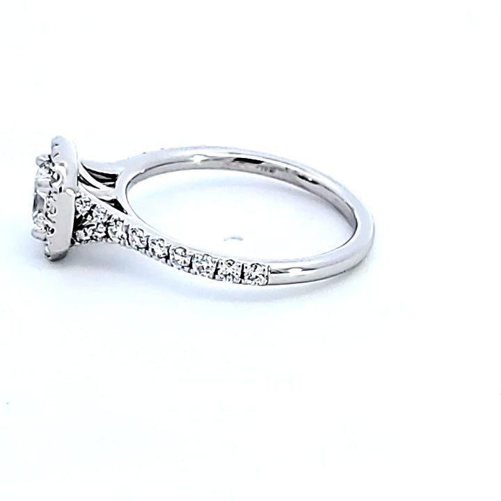 Platinum Hearts on Fire "Transcend Single Halo Solitaire" Engagement Ring