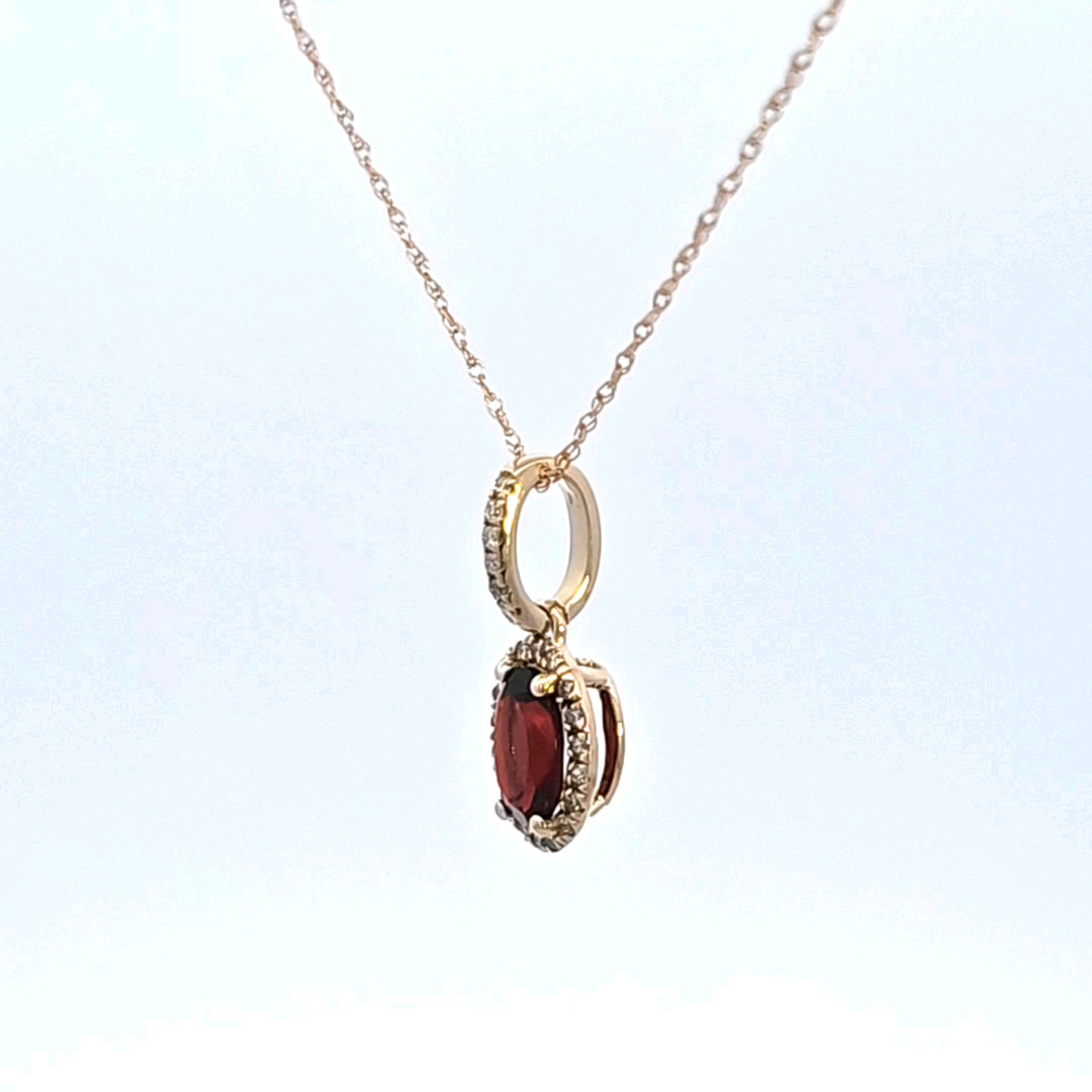 14KY Garnet and Diamond Pendant