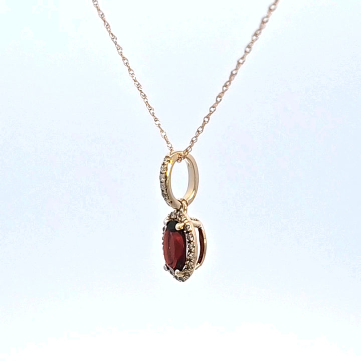 14KY Garnet and Diamond Pendant