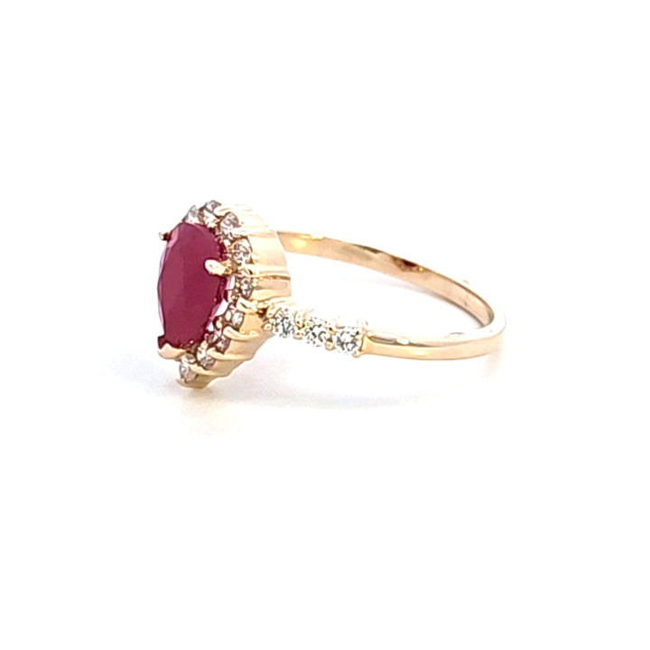 14KY Pear Ruby and Diamond Ring