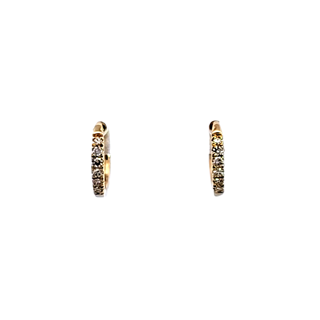 10KY Petite Huggie Diamond Hoop Earrings