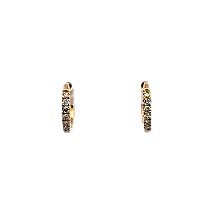 10KY Petite Huggie Diamond Hoop Earrings