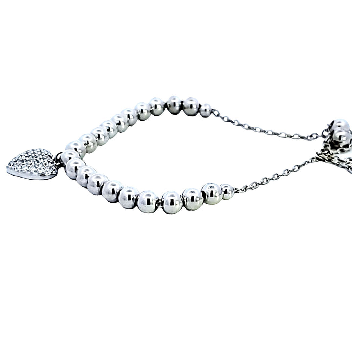Sterling Silver CZ Heart Dangle Bracelet