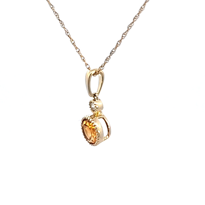 14KY Citrine and Diamond Pendant