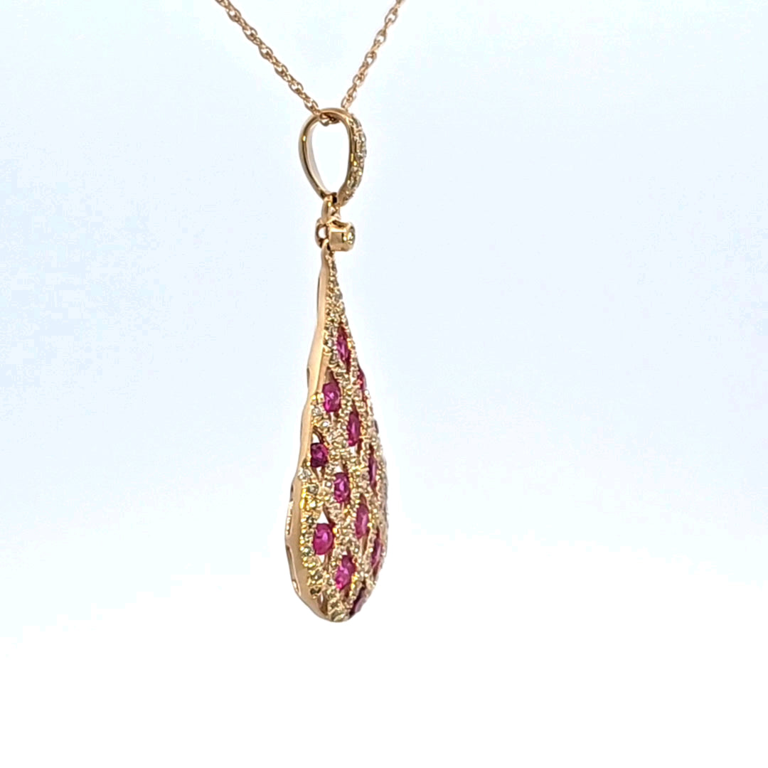 14KY Ruby and Diamond Pendant
