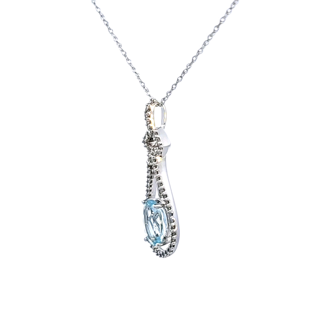14KW Aquamarine and Diamond Pendant