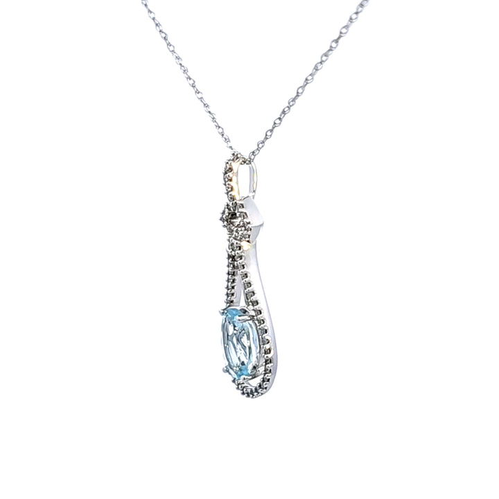 14KW Aquamarine and Diamond Pendant
