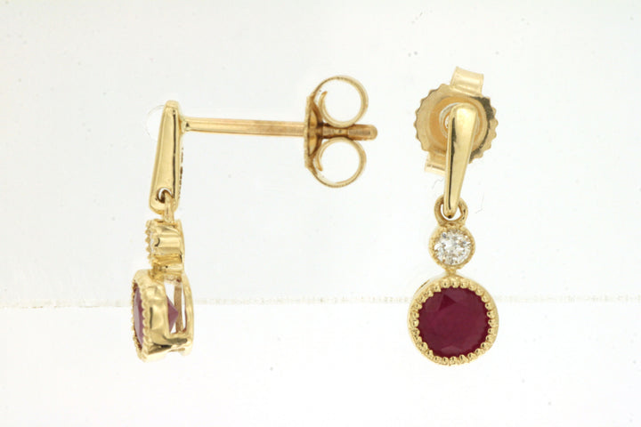 14KY Ruby and Diamond Drop Earrings