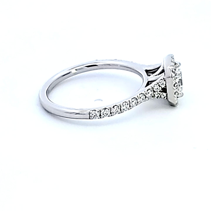 Platinum Hearts on Fire "Transcend Single Halo Solitaire" Engagement Ring