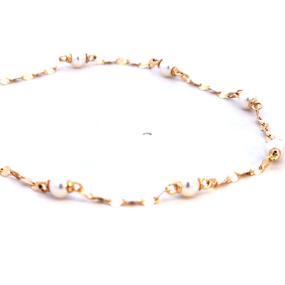 14KY Cultured Pearl Chain Bracelet