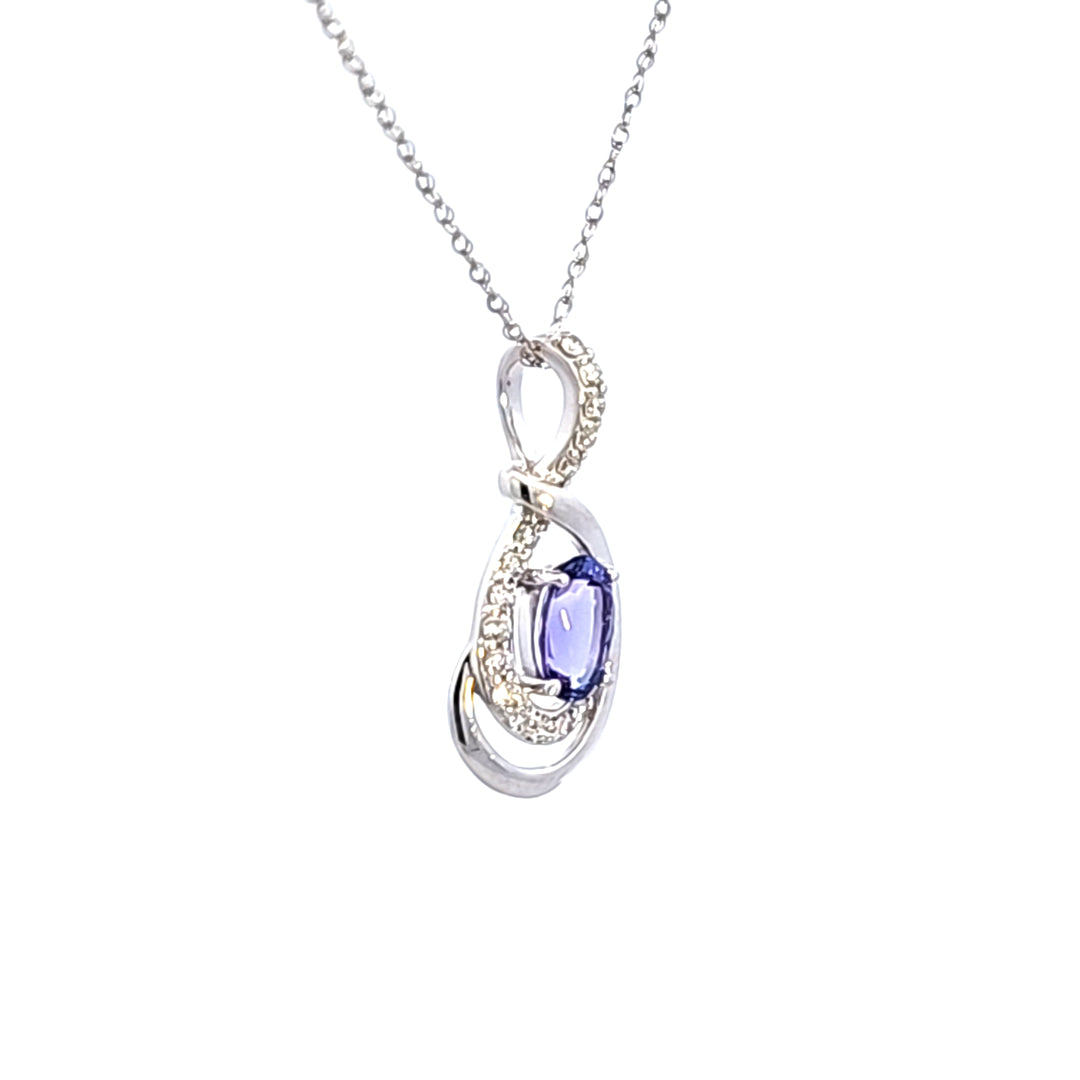 14KW Tanzanite and Diamond Pendant Necklace