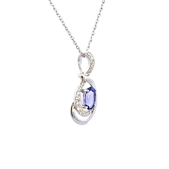 14KW Tanzanite and Diamond Pendant Necklace