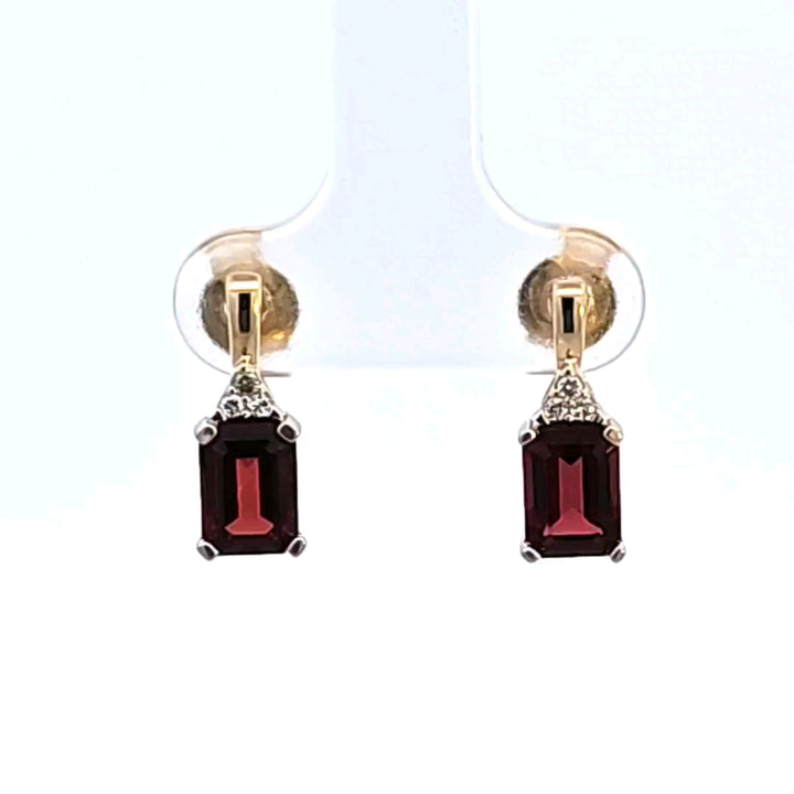 14KY Garnet and Diamond Earrings